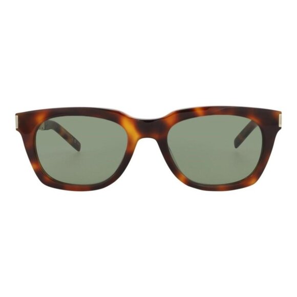 Saint Laurent Unisex Square/Rectangle Havana Gold Green Fashion Designer Eyewear - Picture 2 of 4